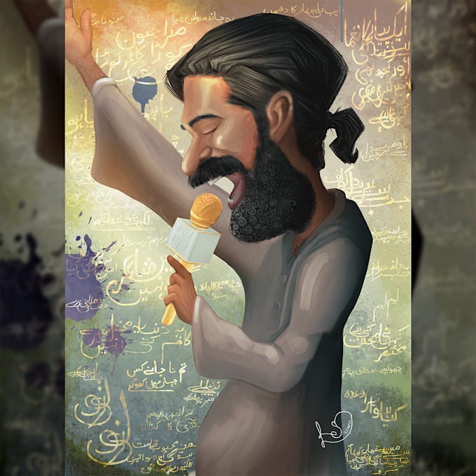 professionally paint a stylized caricature digitally