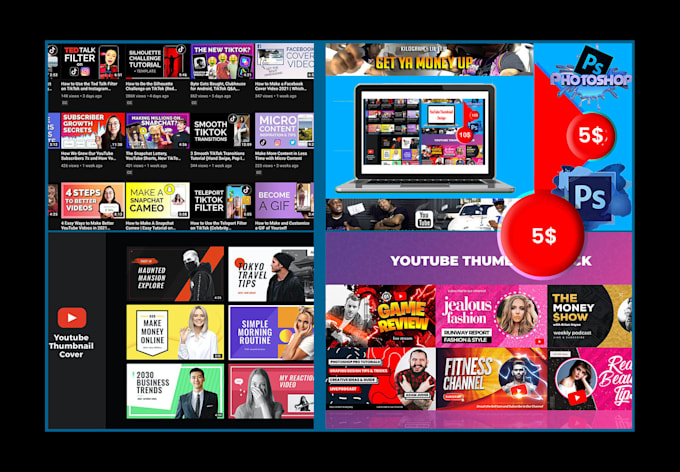 design  youtube thumbnails and template