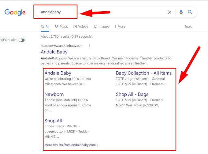 create google sitelinks for your business name