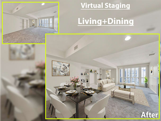 do virtual staging, virtual furniture of your listing