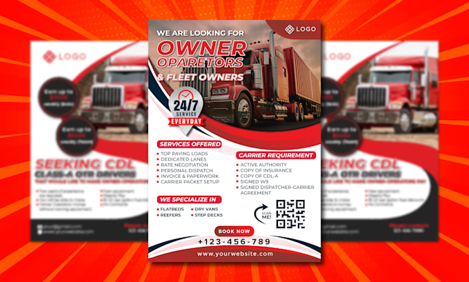 do dispatch flyer, trucking, logistics, freight broker, towing service flyer