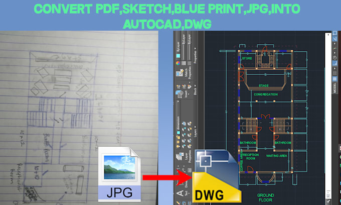 Convert pdf or hand drawn plans to cad or revit by Dinu_grapic | Fiverr