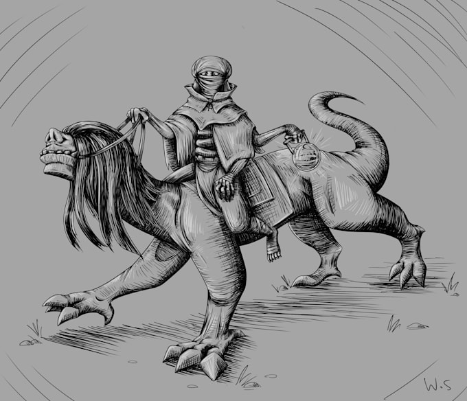 illustrate a line art character or creature for you