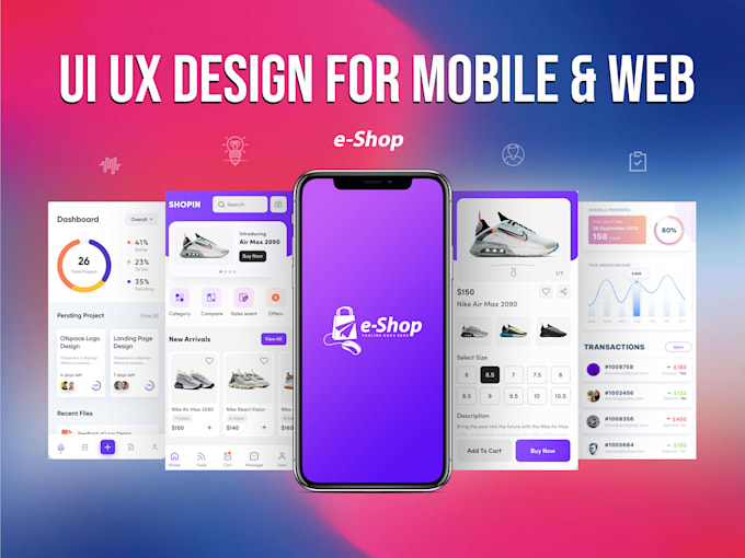 design android ios mobile app UI UX with prototype for ecommerce or any business