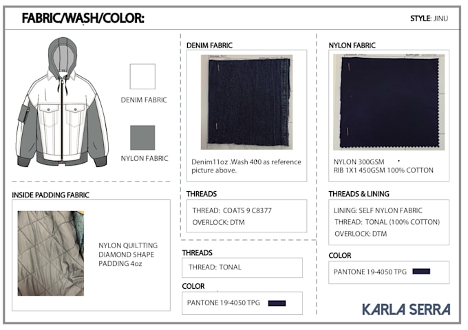 make tech pack with detailed size chart