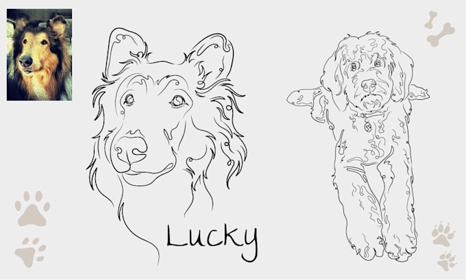 draw line art pet memorial tattoo sketch in unique style