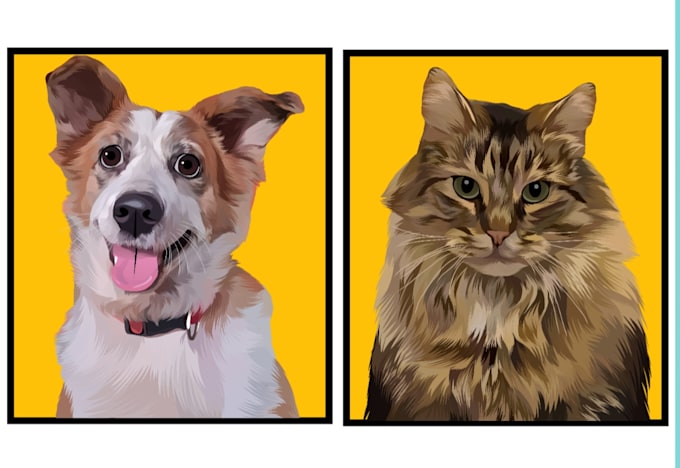 draw a pet cartoon vector of a dog or cat