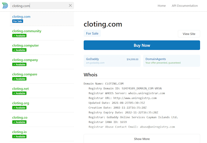 search domain names for you