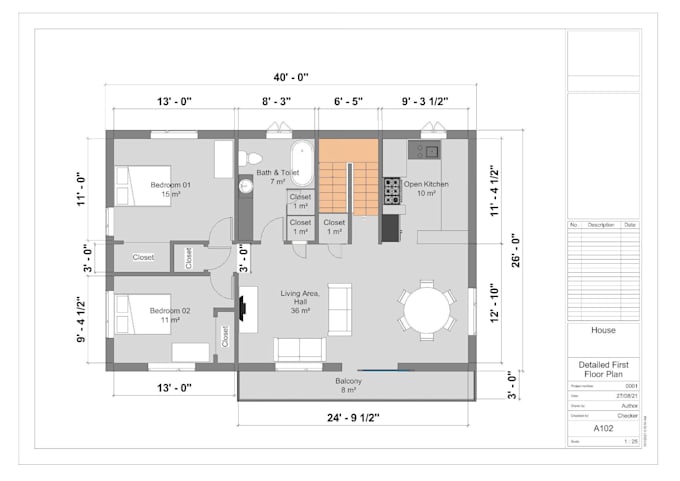 redraw floorplans, architectural plans,blueprints,autocad