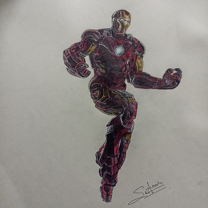 Realistic iron man suit sketch by Anasart7715 Fiverr