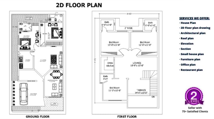 do 2d floor plan, house plan, elevations, in autocad