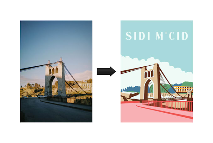 create minimalist landscape illustrations and posters