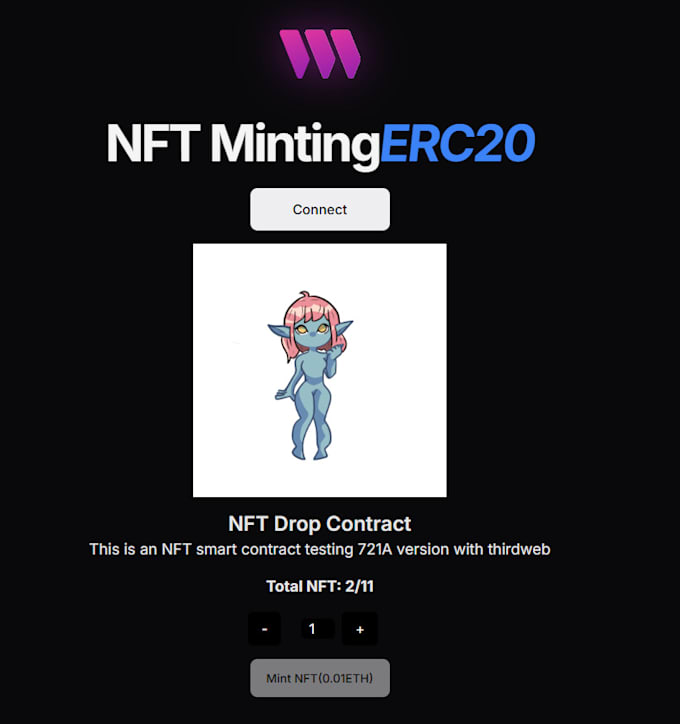 develop an nft minting dapp with smart contract erc721