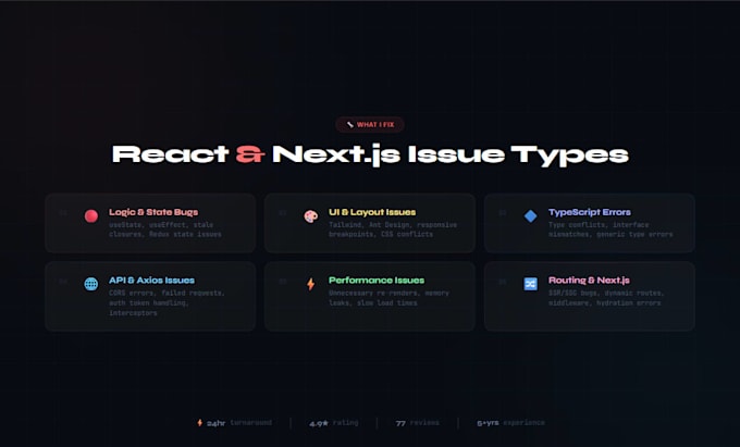 fix bugs and errors in your reactjs or nextjs application