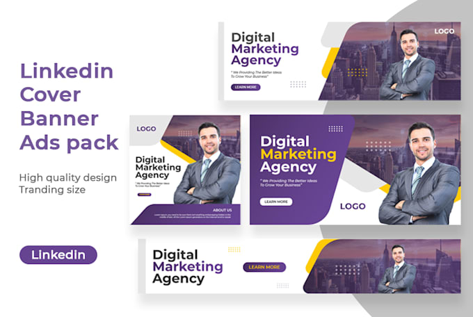 Do twitter, linkedin, youtube banner, cover, thumbnail, post ads design ...