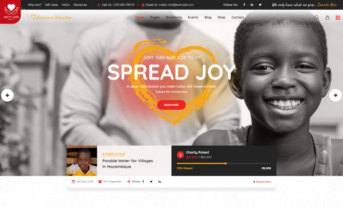 build a creative and responsive charity wordpress website
