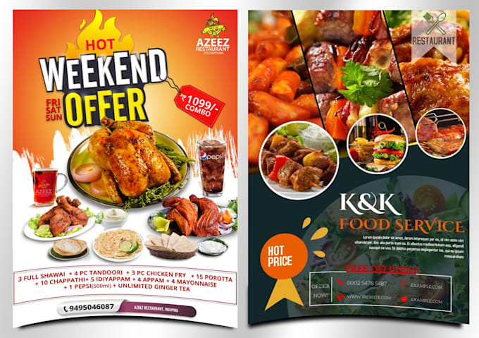 design an exceptional restaurant food menu flyer and brochure