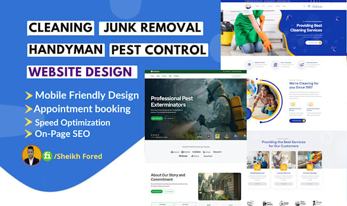 design handyman, hvac, cleaning, junk removal, pest control website