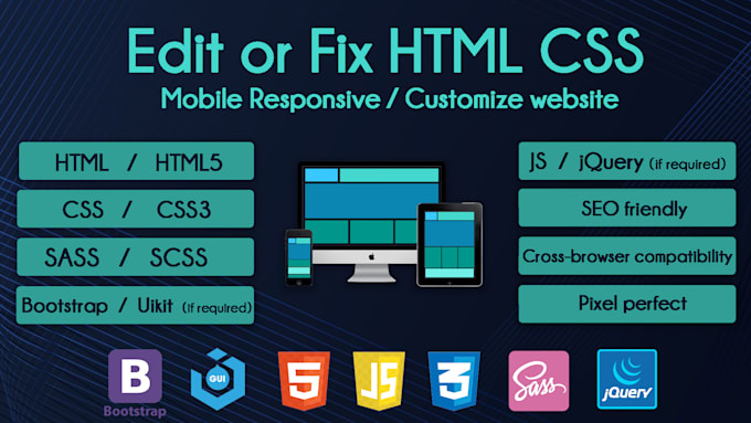 convert figma PSD xd to HTML CSS sass bootstrap uikit js jquery