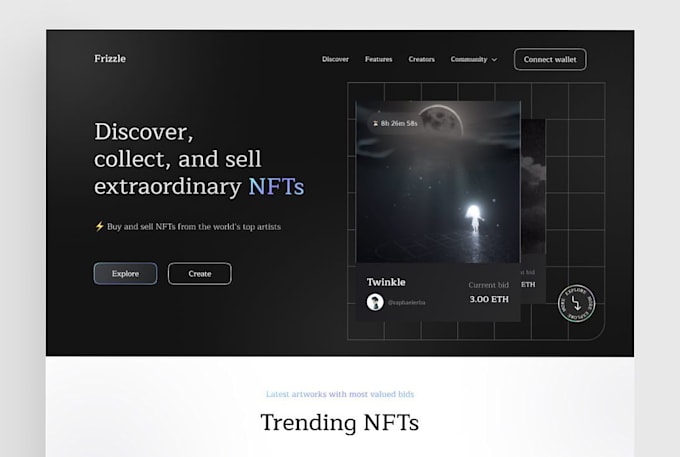 nft website and nft landing page design in xd or figma