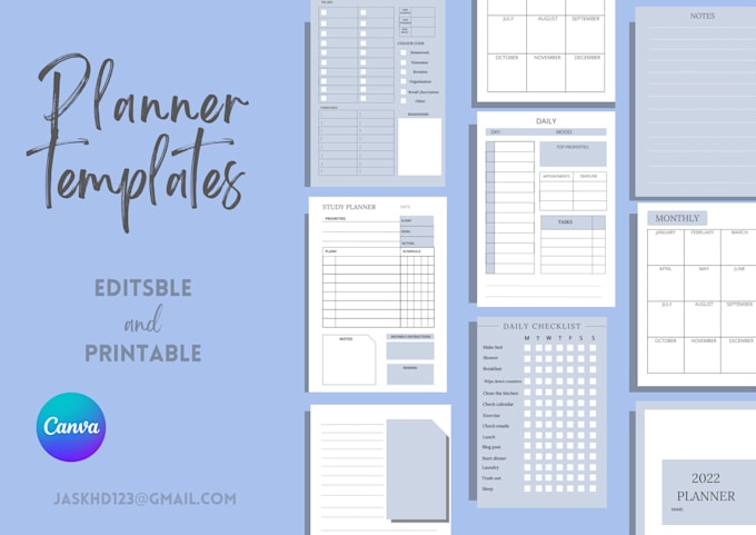 design authentic editable planner