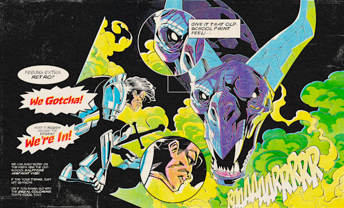 draw a retro vintage comic illustration