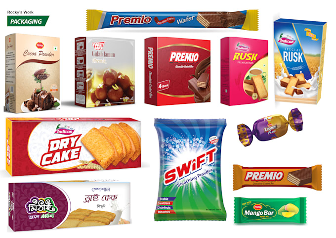 design product package, label or box, logo, vector tracing