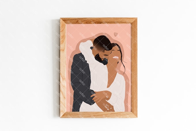 draw custom portrait, couple, minimalist illustration, gift idea, wedding