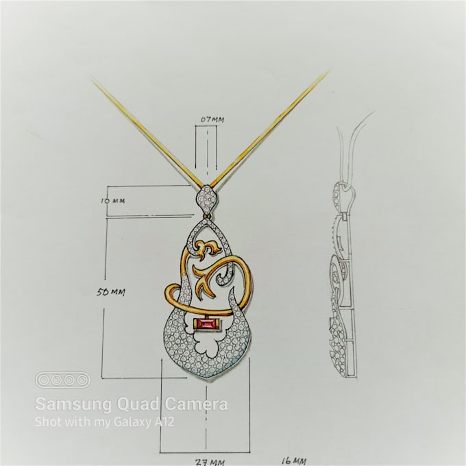do hand sketch jewelry design and technical drawings for you