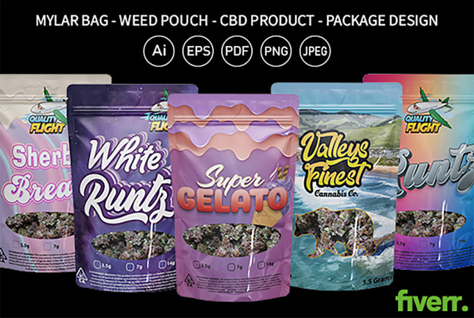 design unique packaging labels, mylar bag and cbd products