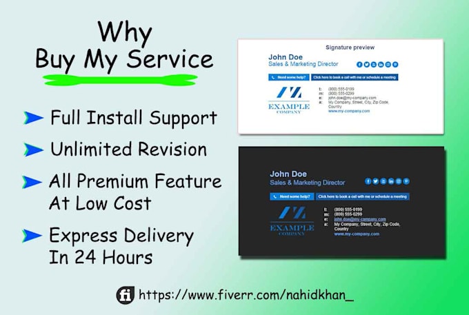 design professional clickable HTML email signature