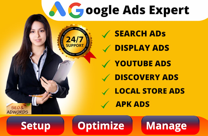 setup, optimize, and manage google ads, adwords PPC campaign