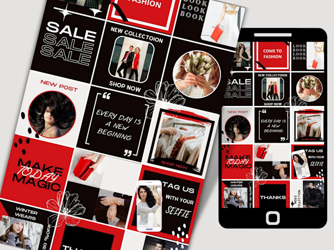 design 18 instagram puzzle feed template for your brand