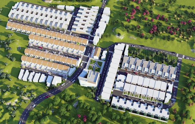model and render urban plan, site plan, location plan and etc