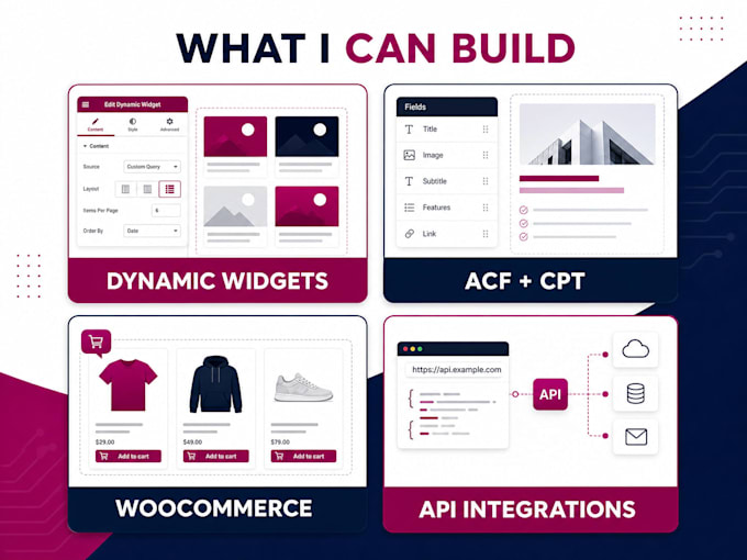 develop custom elementor widgets, wordpress plugins and acf fields