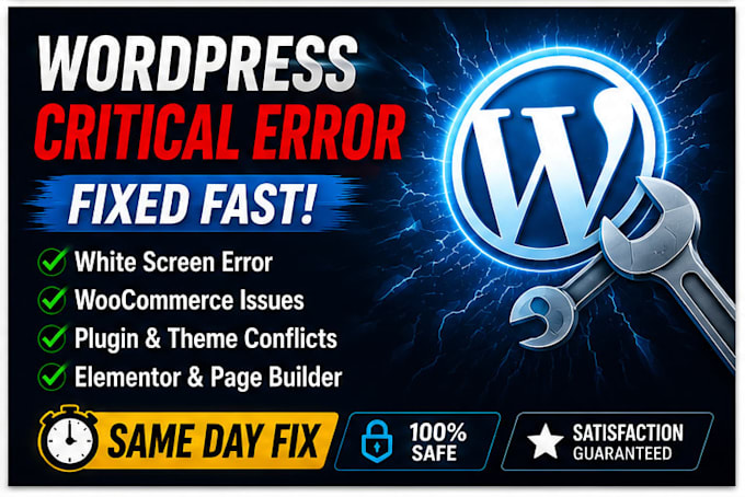 fix wordpress bugs, critical errors, woocommerce and elementor issues