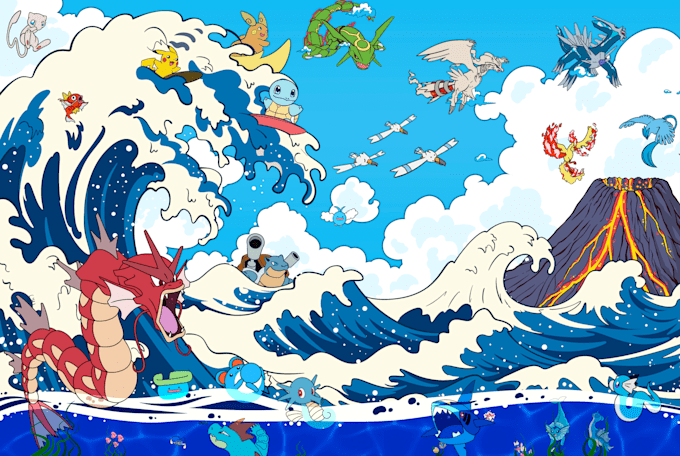 make beautifully illustrated pokemon and environments