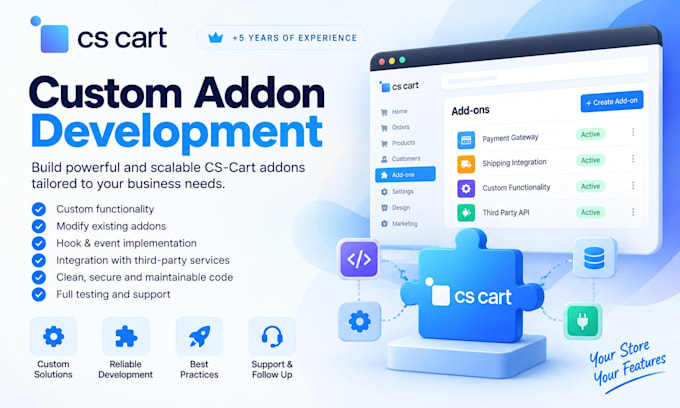 fix cs cart bugs and develop payment shipping and API integrations