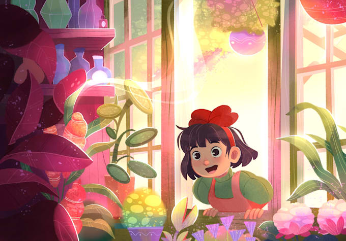 create full color hand drawn children book illustrations