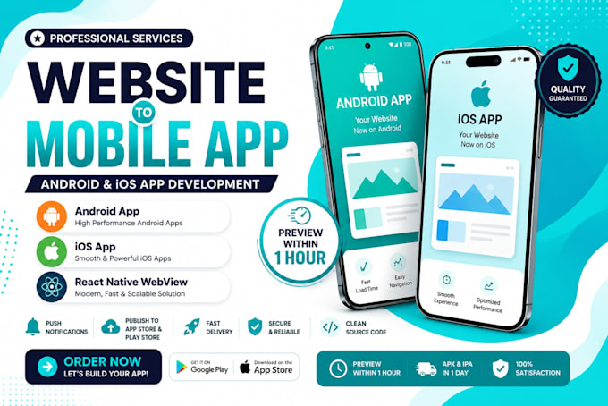 convert website to android and ios mobile app using webview