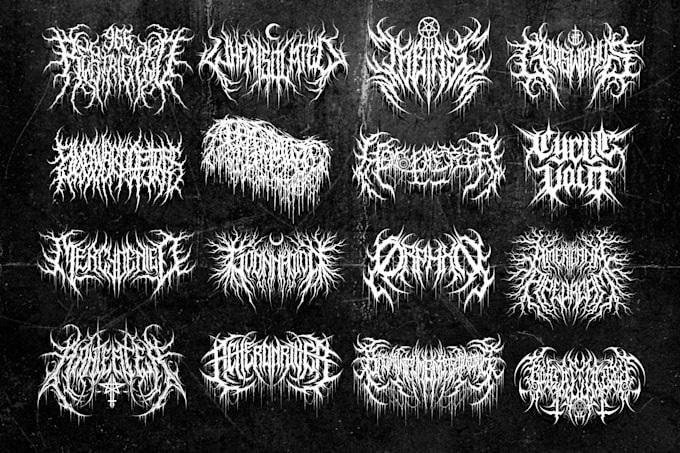 create death metal, deathcore, slam, and black metal  logo