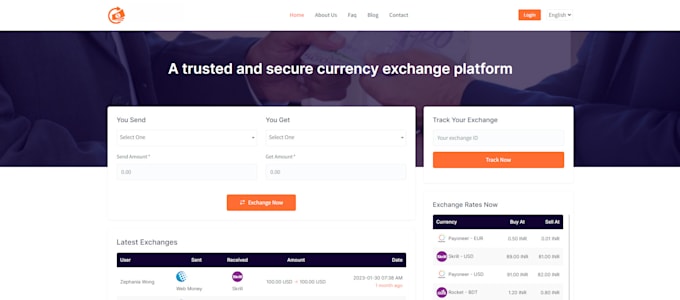 create a professional multicurrency exchange website