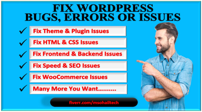fix wordpress bugs, errors or issues wp help