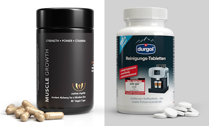 do a realistic 3d gummy or pills bottle rendering