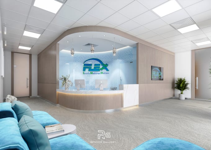 design and make 3d rendering of interior office