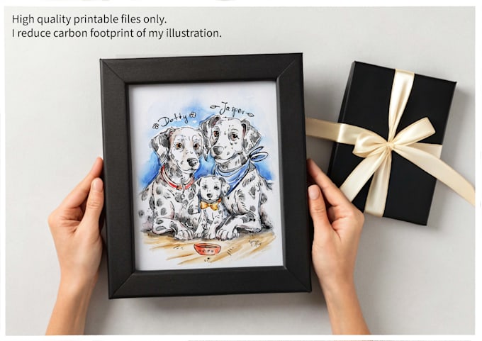 paint a watercolor pet portrait with ink sketch