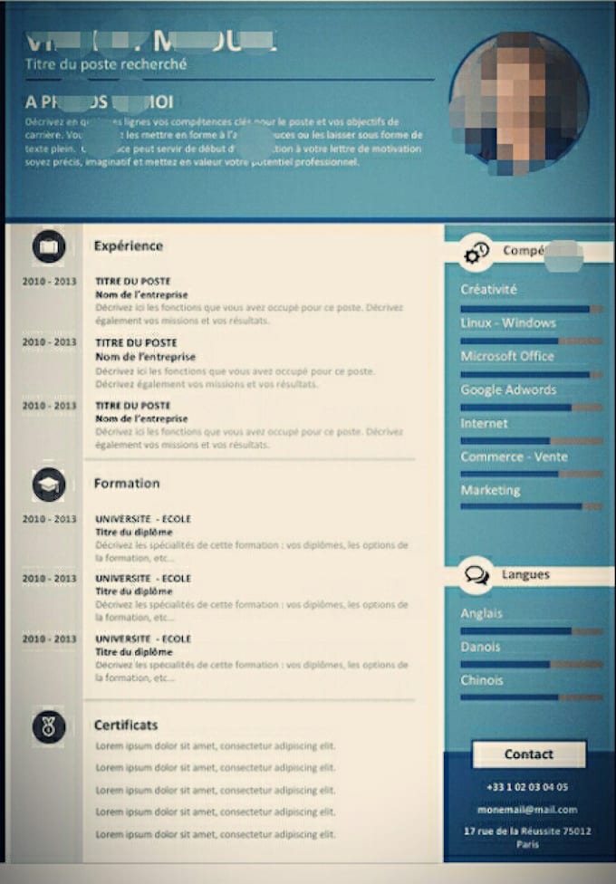 create your CV in high quality