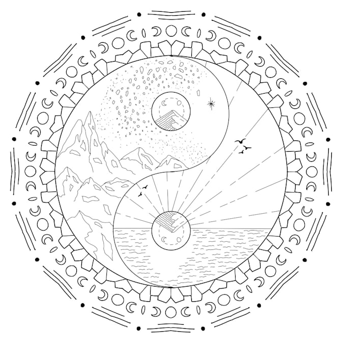 create one complex mandala for coloring for you