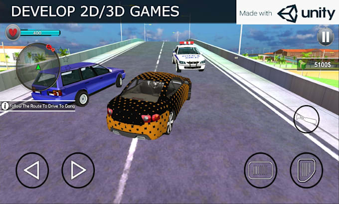 develop your dream mobile or PC game in unity 3d in 2d or 3d