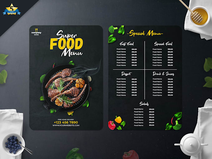 create a modern restaurant menu design